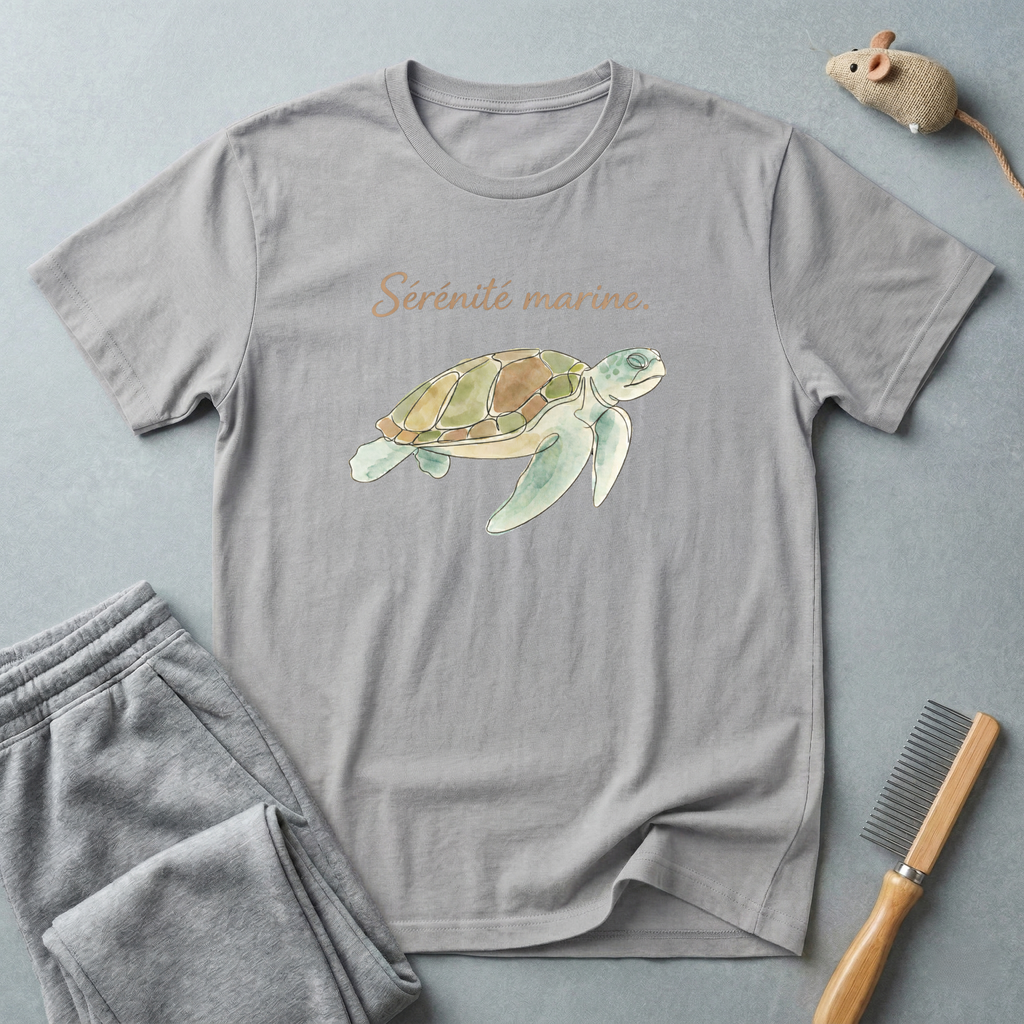 T-shirt tortue de mer — «Sérénité marine» — T-shirt aquarelle