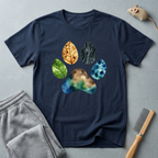 T-shirt empreinte de patte nature — motif coloré de patte en feuilles et pierres