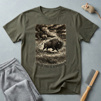 T-shirt graphique «Buffalo Storm» — Illustration vintage «Force brute & liberté»