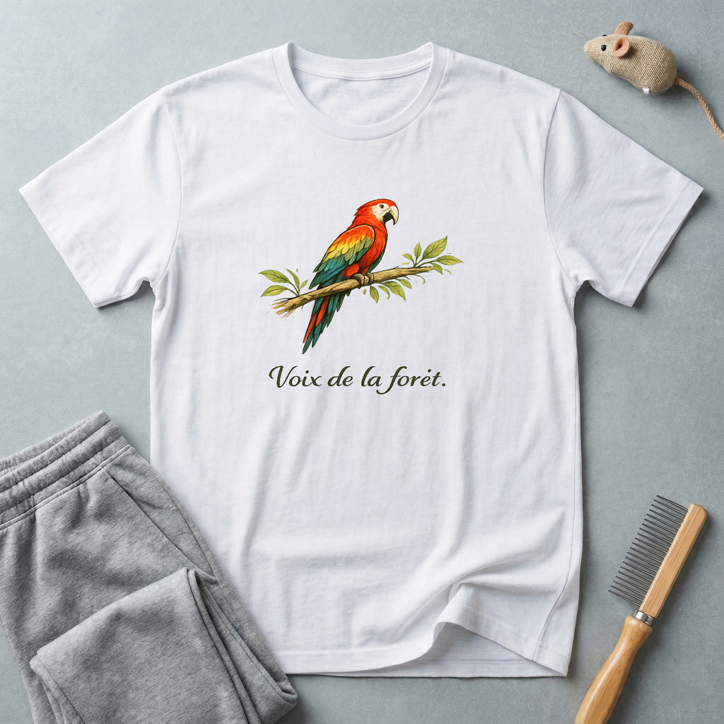 T-shirt illustration perroquet — «Voix de la forêt»