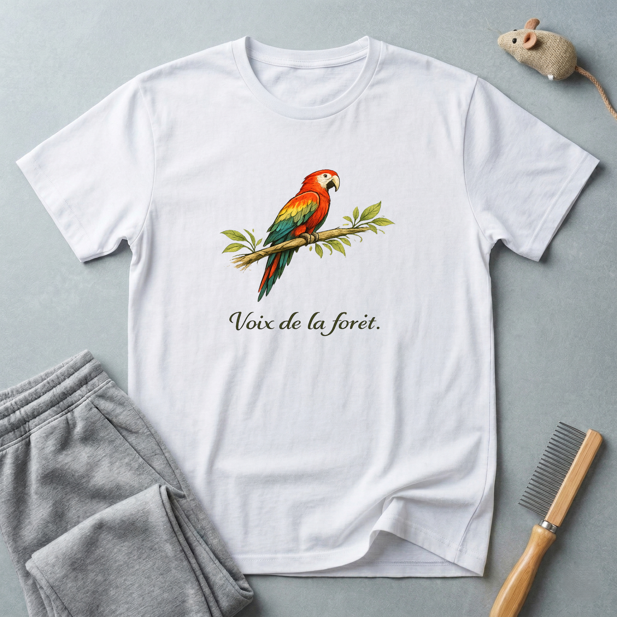 T-shirt illustration perroquet — «Voix de la forêt»