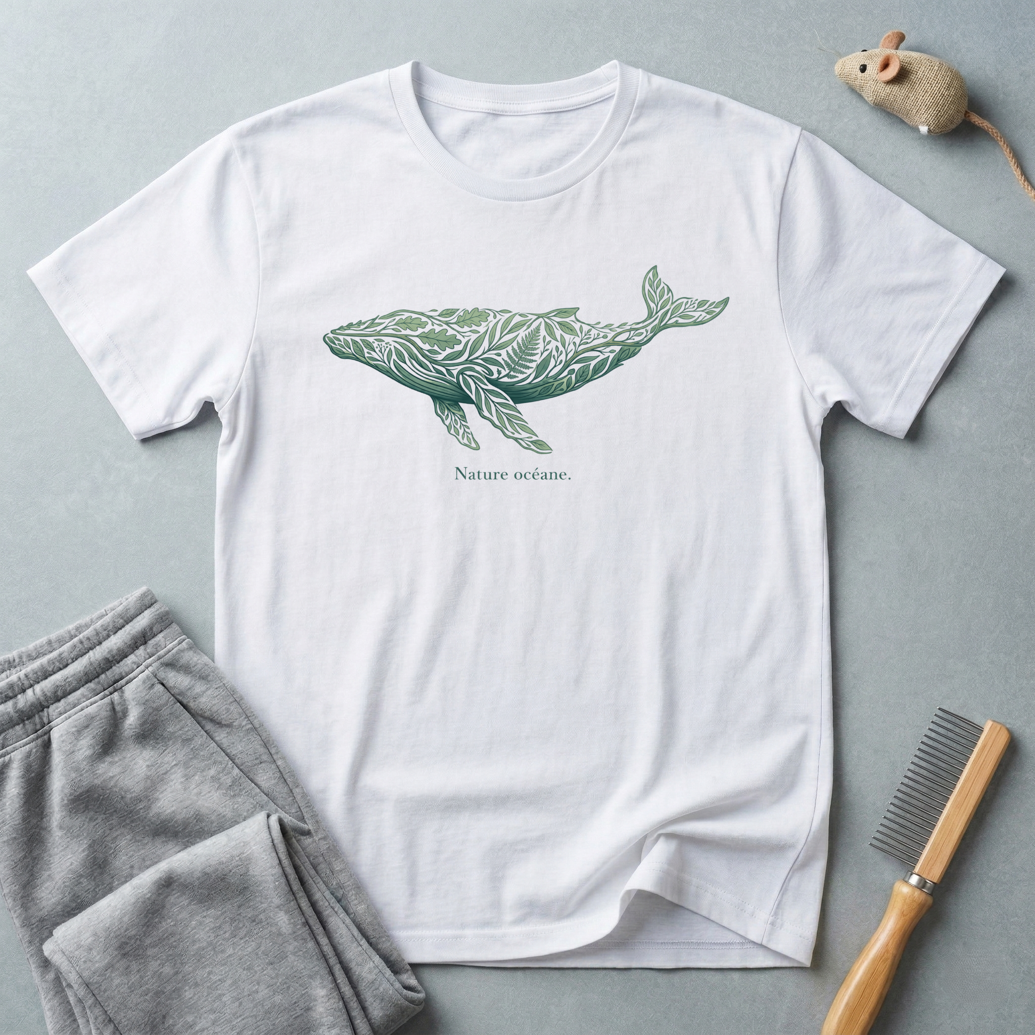 T-shirt baleine botanique "Nature océane."