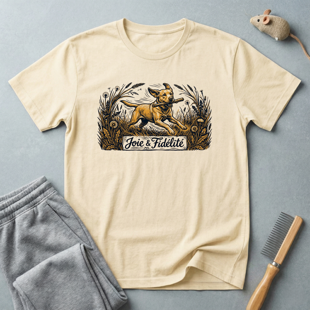 T-shirt de sauvetage canin — T-shirt illustration chien vintage «Joie & Fidélité»