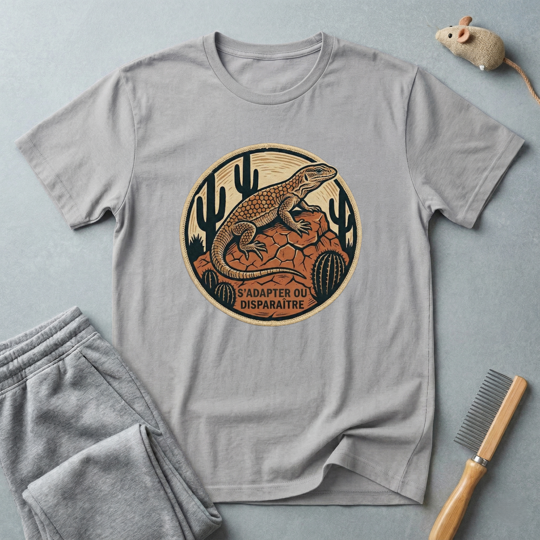 T-shirt Lézard du désert — T-shirt reptile vintage «S’adapter ou disparaître»