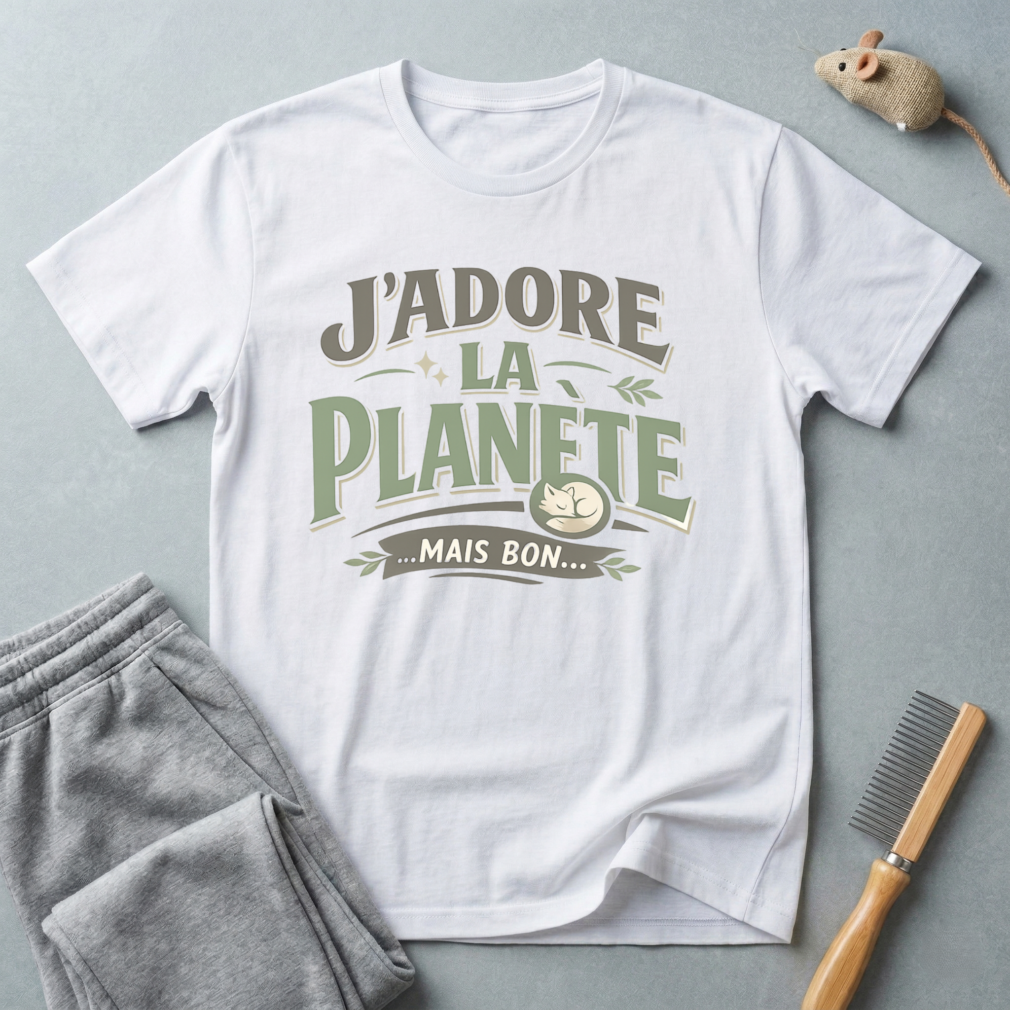 T-Shirt — "J'adore la Planète mais bon..."