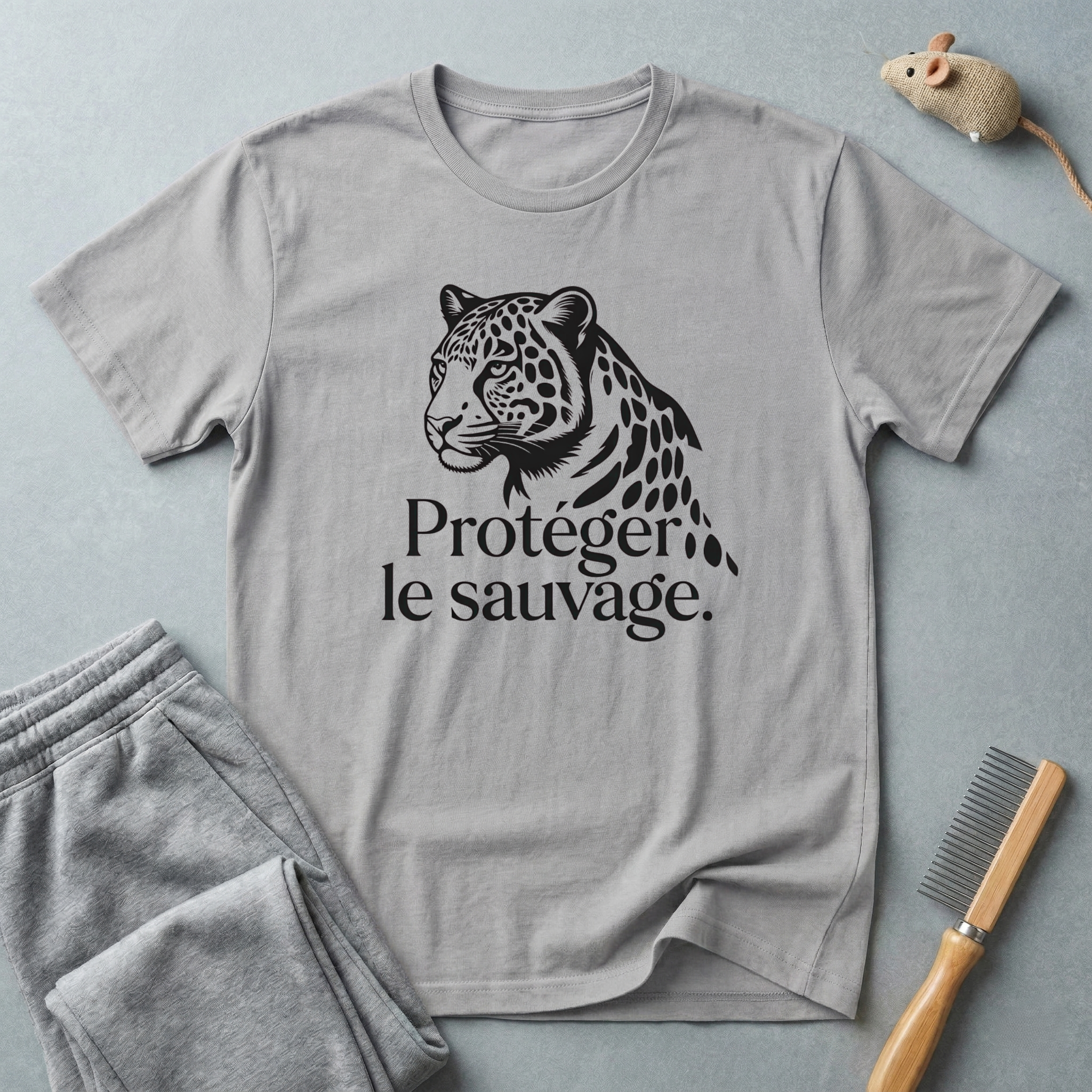 T-shirt léopard «Protéger le sauvage» — T-shirt graphique pour la protection de la faune
