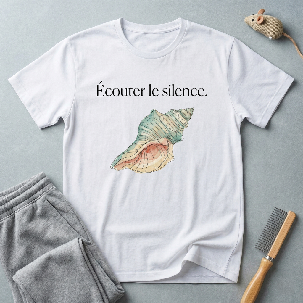 T-shirt — «Écouter le silence.» T-shirt graphique coquillage