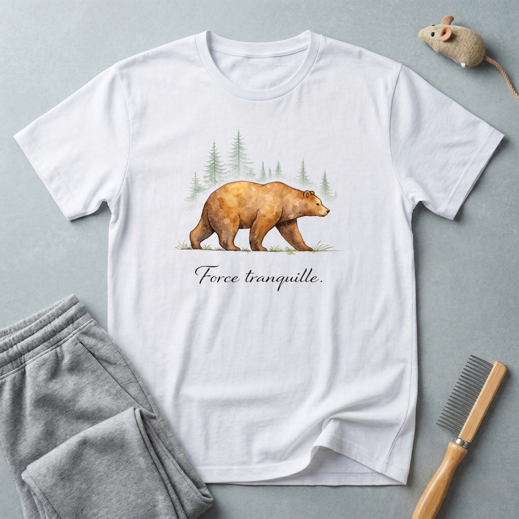 T-shirt forêt Ours — T-shirt graphique nature «Force Tranquille»