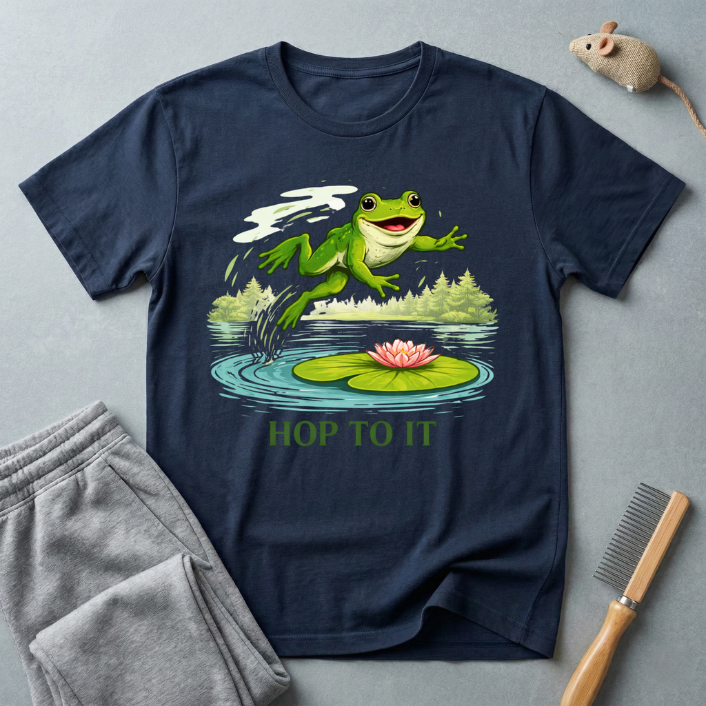 "Hop To It" Frog T-Shirt — Playful Graphic T-Shirt with Lily Pad