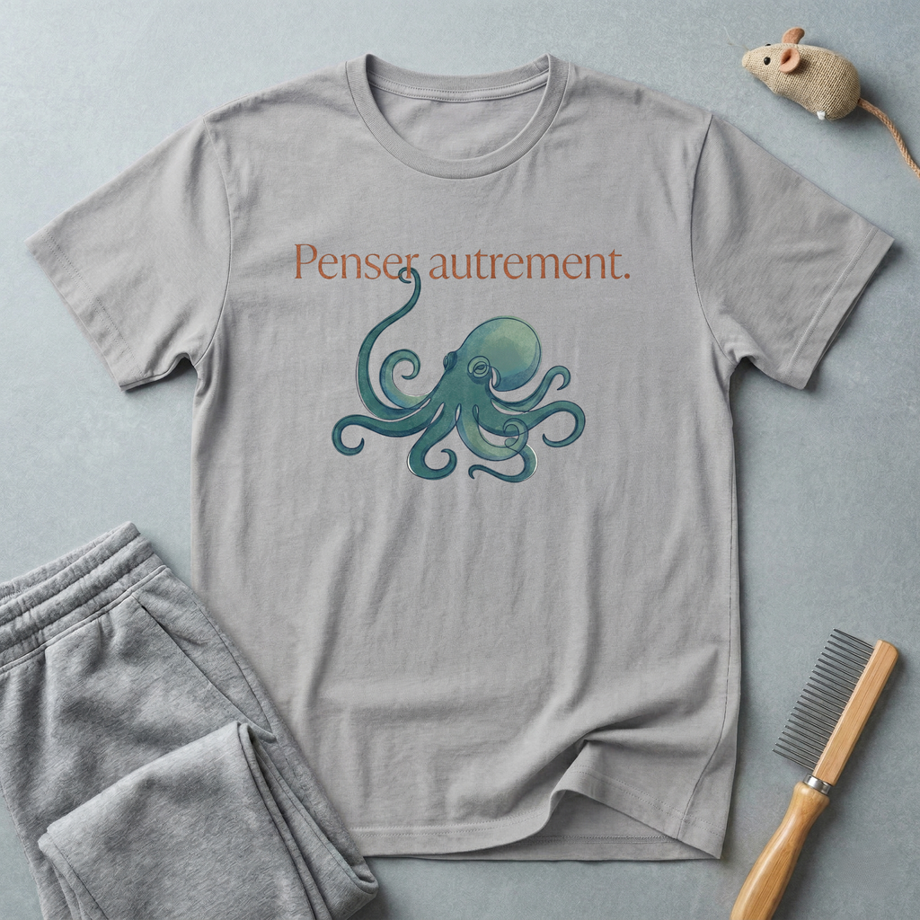T-shirt graphique pieuvre — «Pensée autrement.»