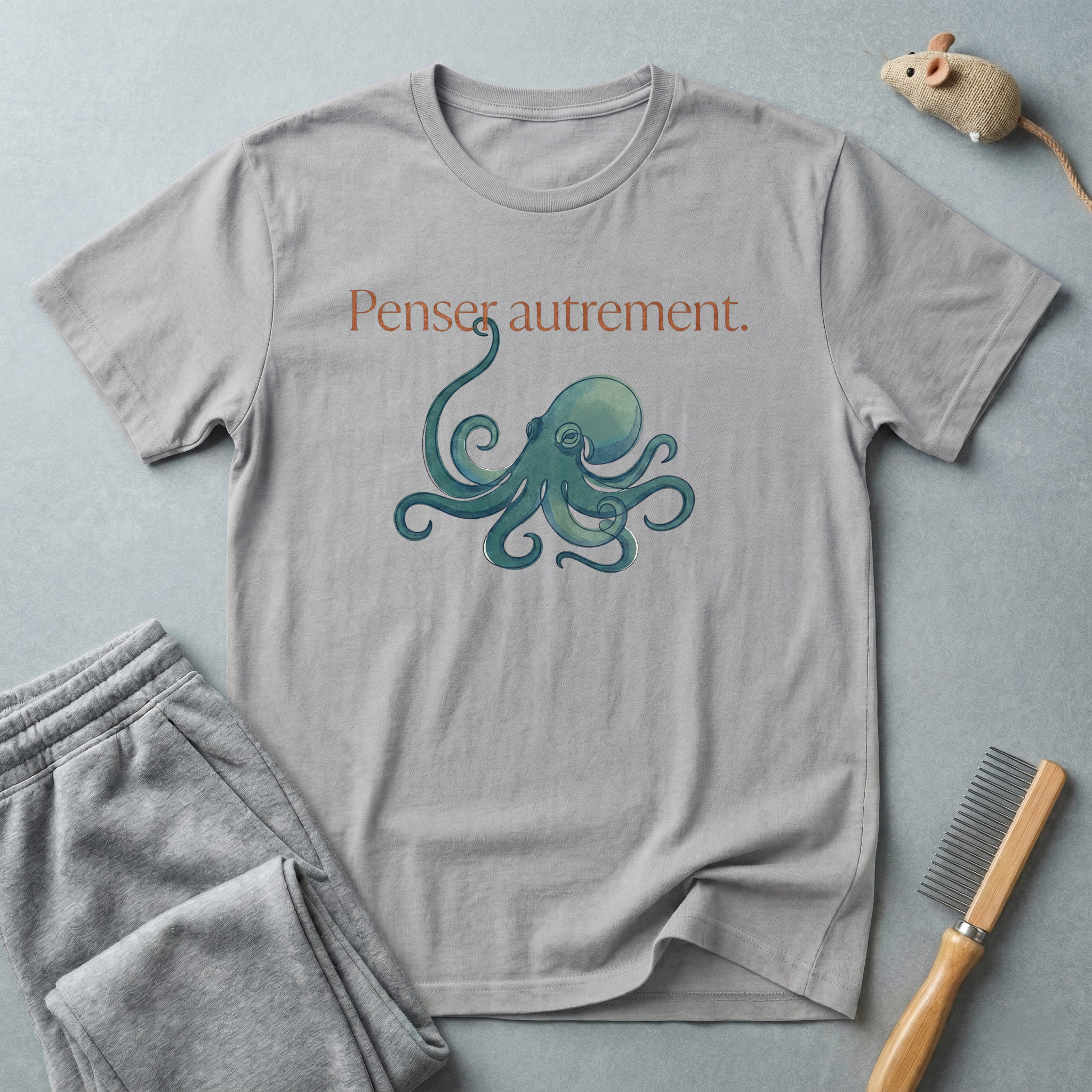 T-shirt graphique pieuvre — «Pensée autrement.»