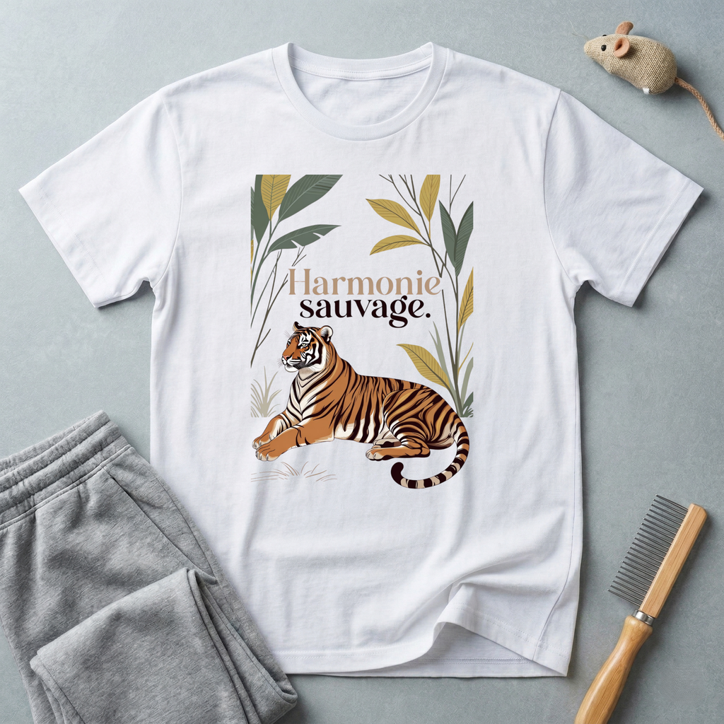 T-shirt graphique tigre botanique «Harmonie sauvage»