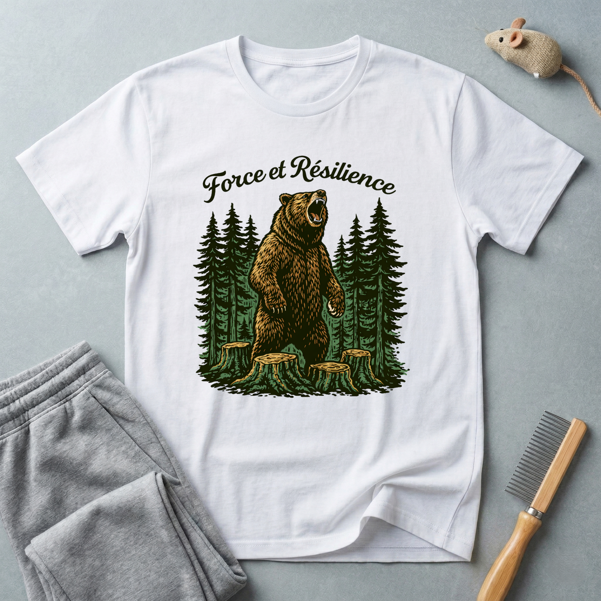 T-shirt forêt d’ours – T-shirt graphique «Force et Résilience»