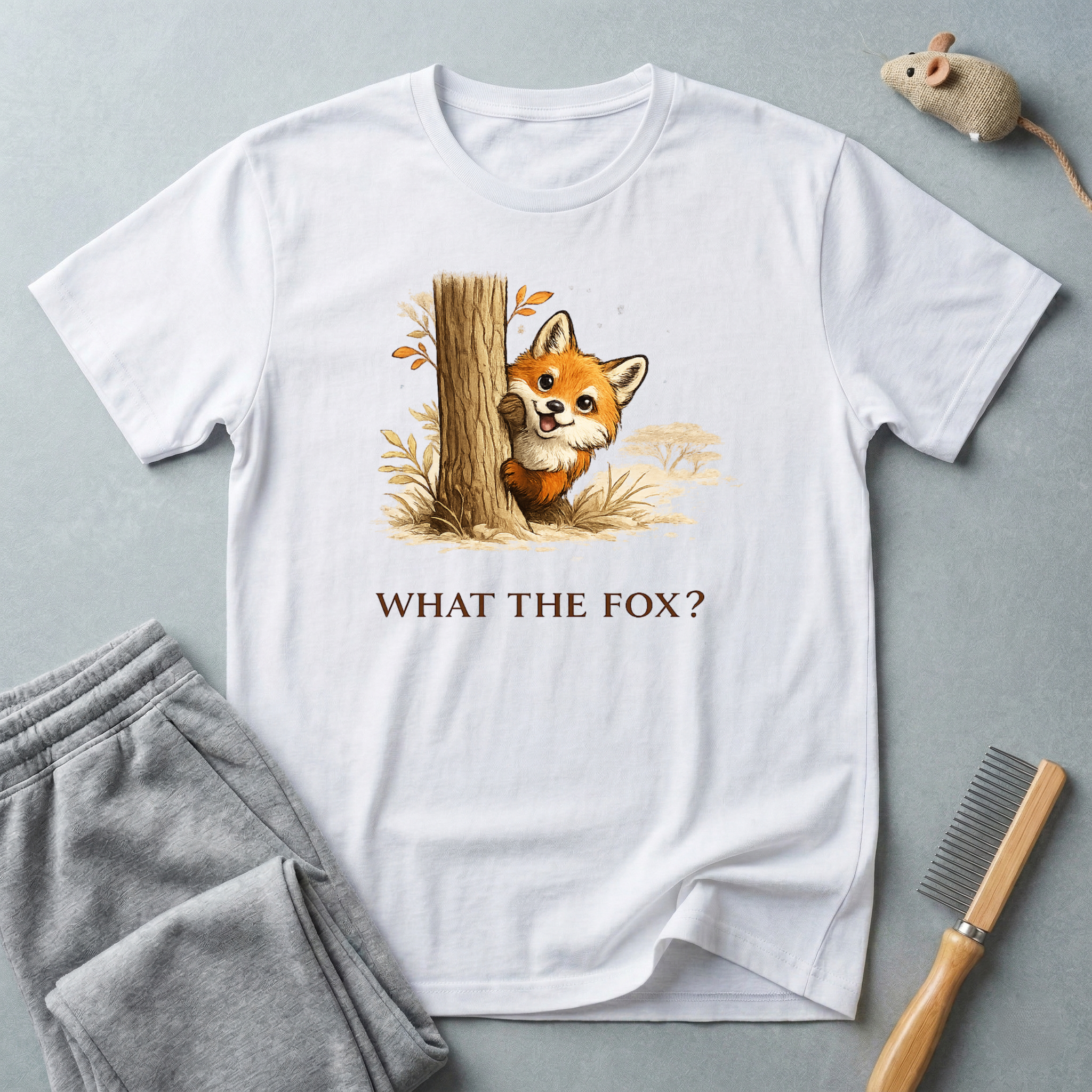 Cute Fox Peeking T-Shirt — "What the Fox?"