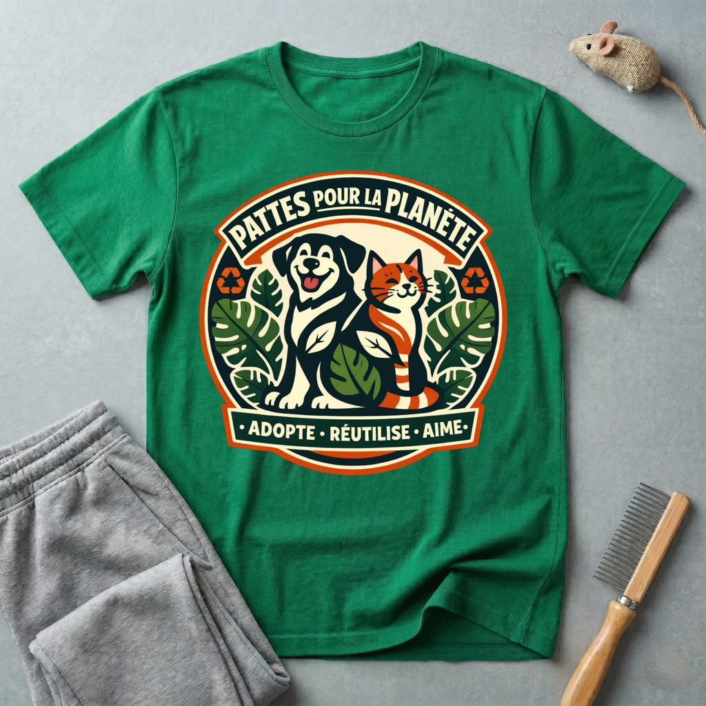 T-Shirt — "Pattes Pour La Planète" Eco Pet Rescue Tee (Adopte • Réutilise • Aime)