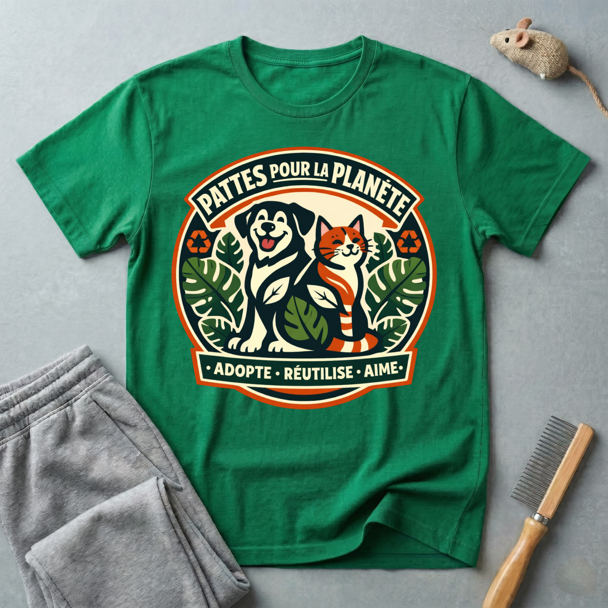 T-Shirt — "Pattes Pour La Planète" Eco Pet Rescue Tee (Adopte • Réutilise • Aime)