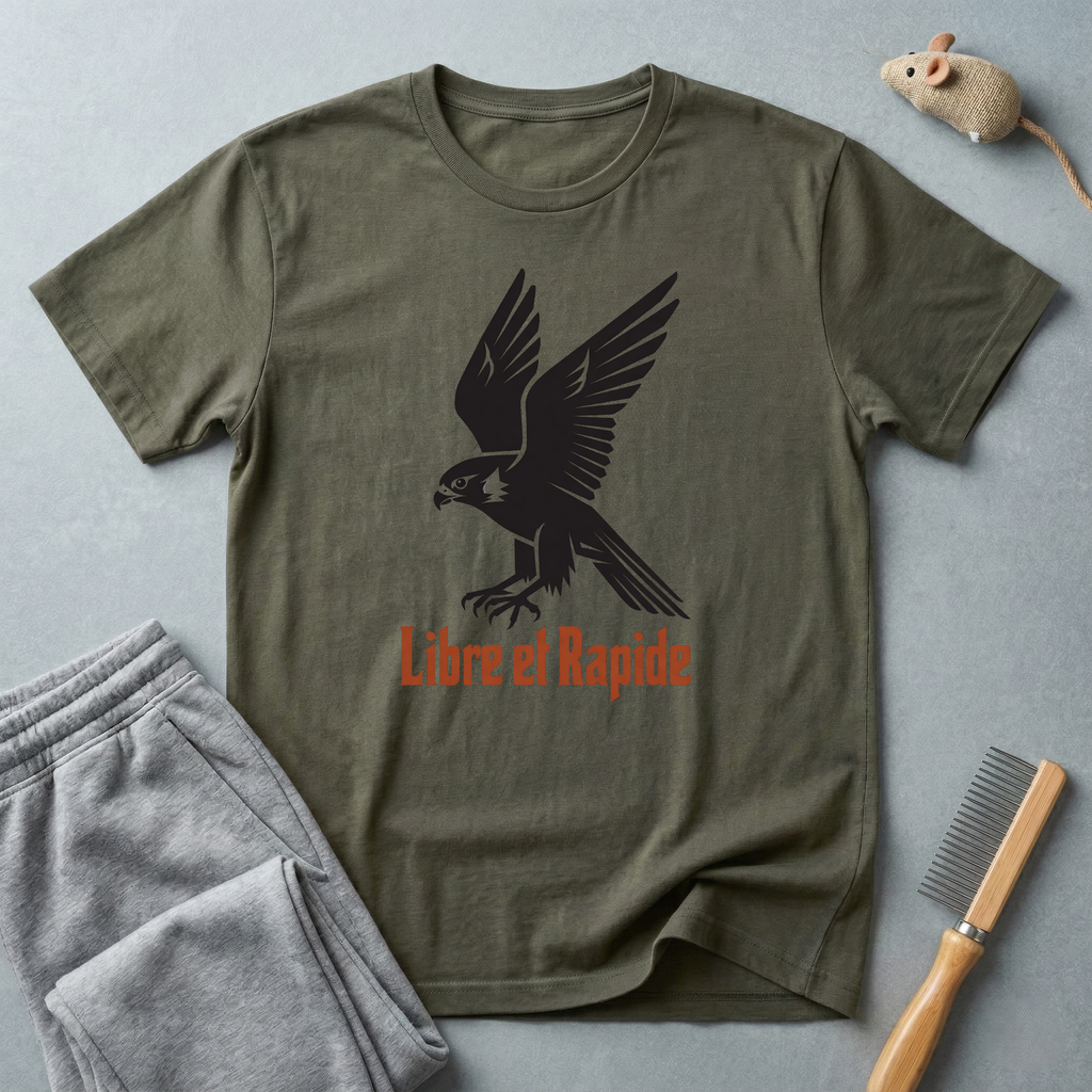 T-shirt graphique avec aigle — «Libre et rapide»