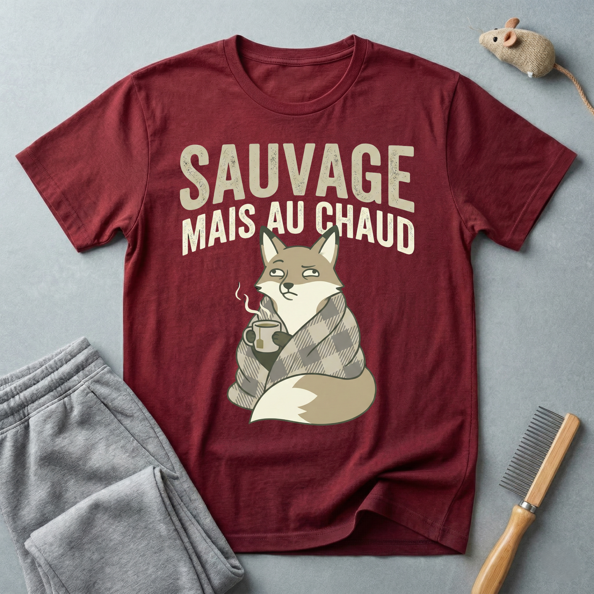 T-shirt renard « Sauvage mais au chaud » — T-shirt graphique renard vintage et cosy