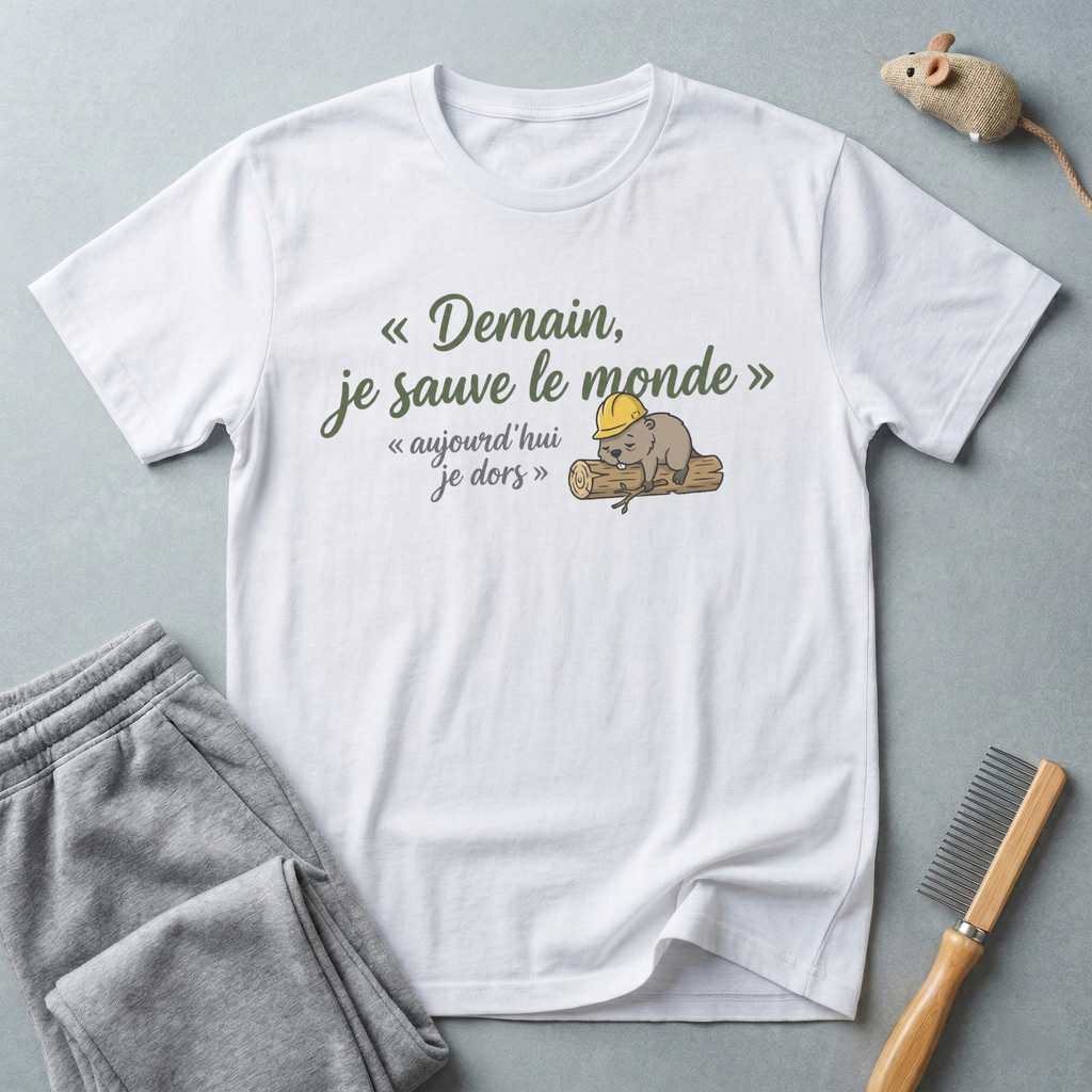 T-Shirt — "Demain, je sauve le monde"