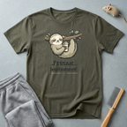 T-shirt paresseux café — «J’essaie… lentement»