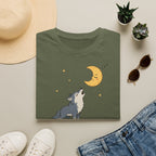T-shirt Loup hurlant à la lune — Adorable illustration du ciel nocturne