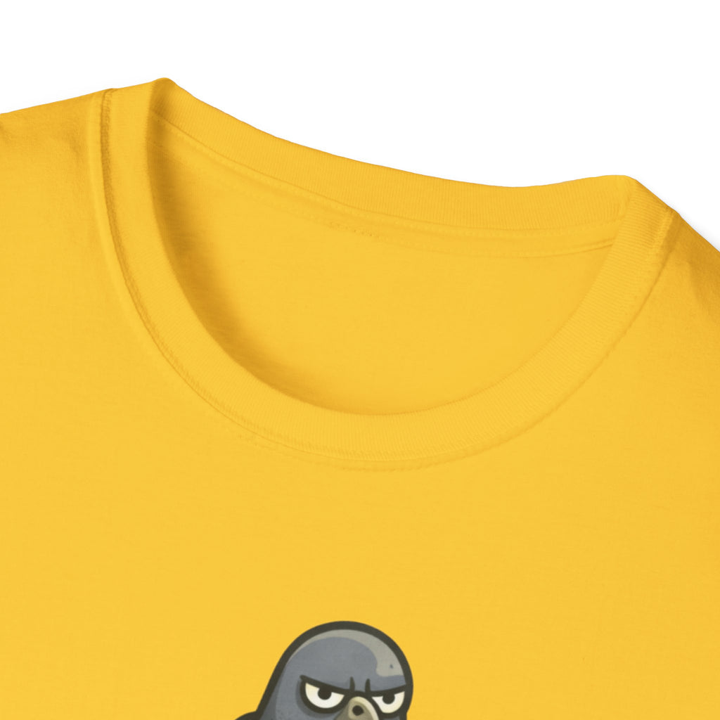 T-Shirt — "Menace biologique locale" Pigeon with Scarf and Croissant Cute Graphic