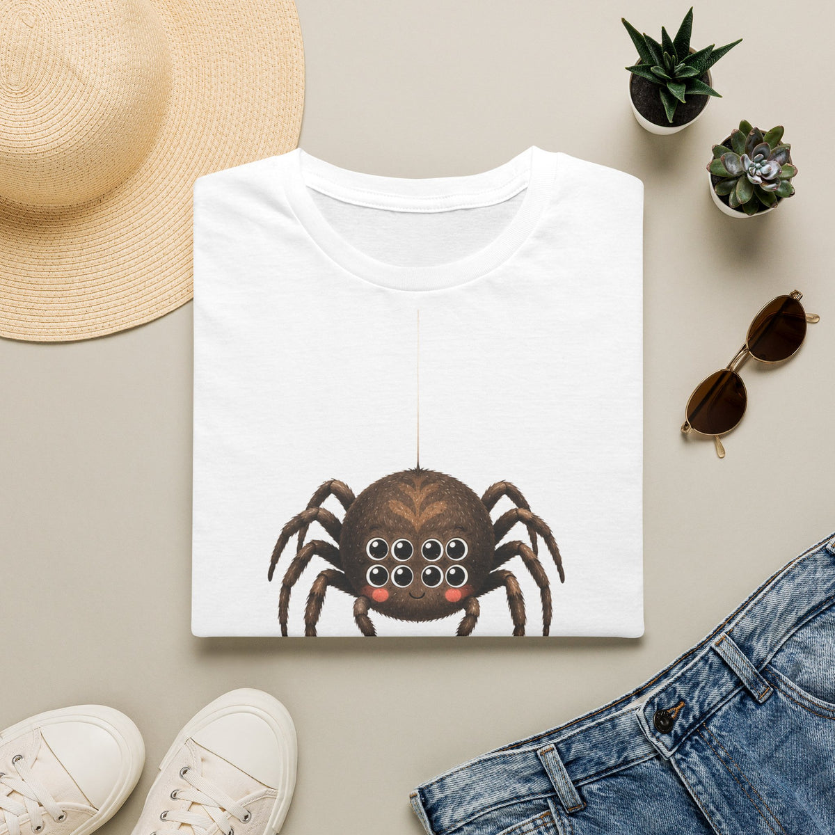 T-shirt illustré avec araignée — « J’ai huit yeux »
