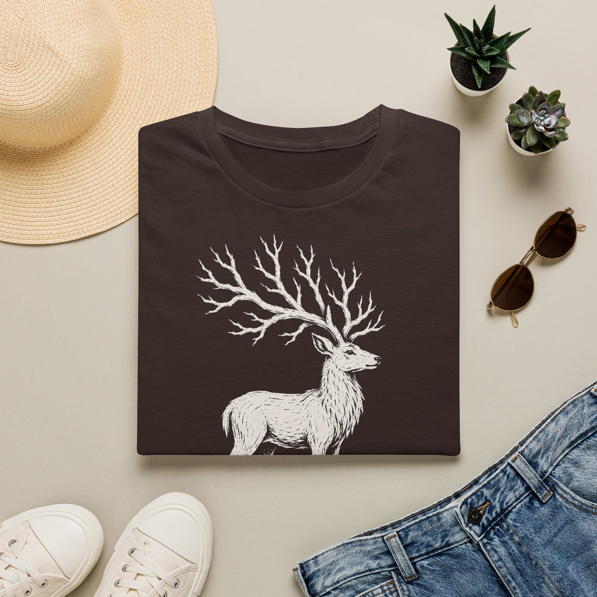 T-shirt illustré avec cerf — « DIGNE. » — T-shirt graphique inspiré de la nature