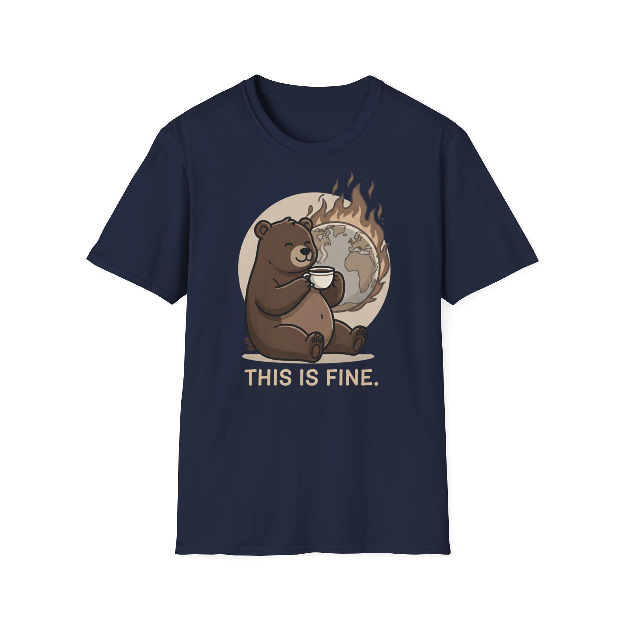 This Is Fine Bear T-Shirt — Funny Cozy Cartoon Tee