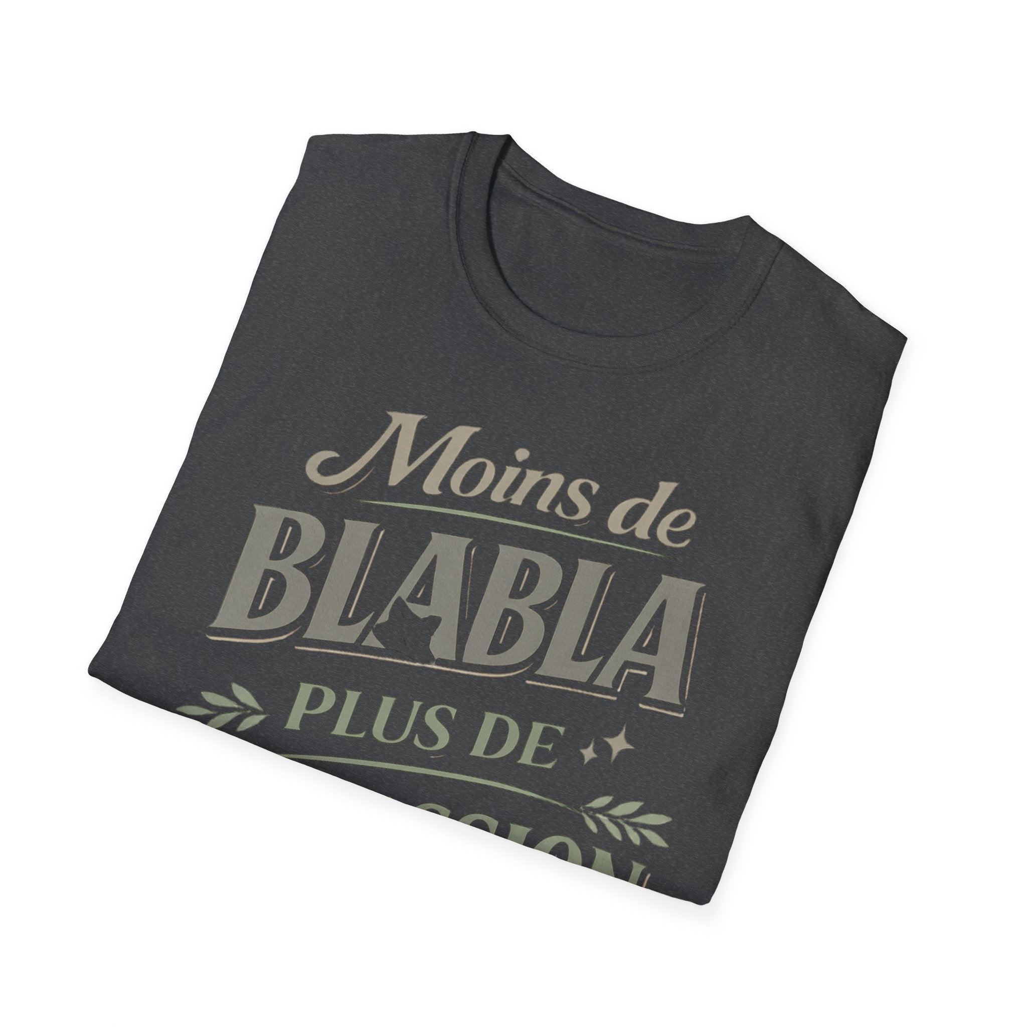 T-Shirt — "Moins de Blabla, Plus de Compassion" French Typography Tee