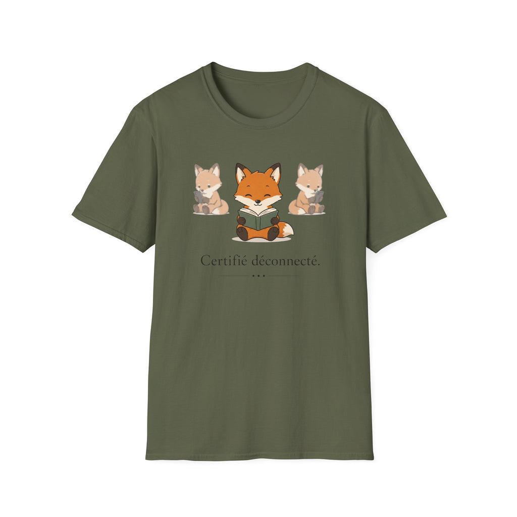T-shirt Renards lecteurs — Adorables renards dessinés « Reconnecteur certifié »