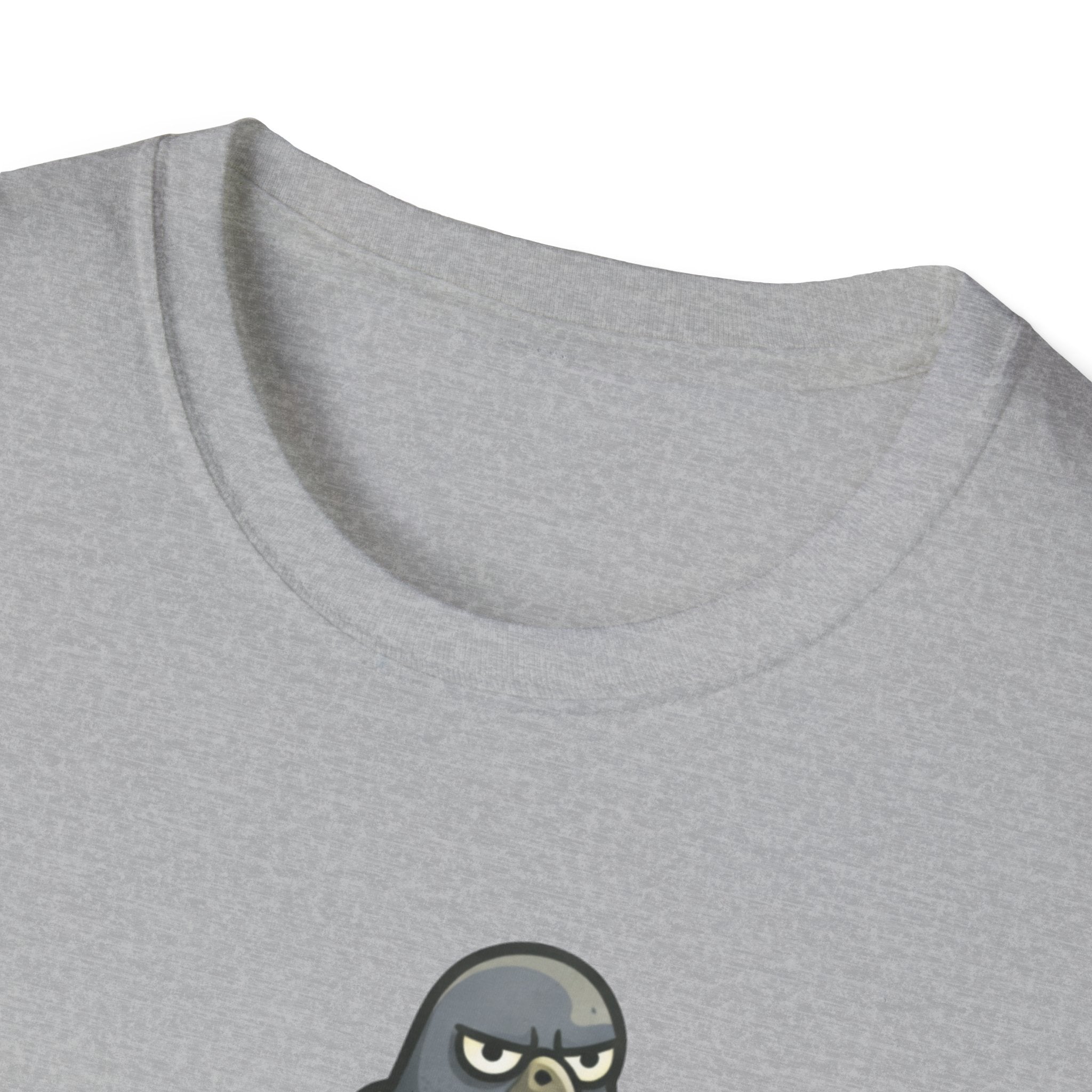 T-Shirt — "Menace biologique locale" Pigeon with Scarf and Croissant Cute Graphic