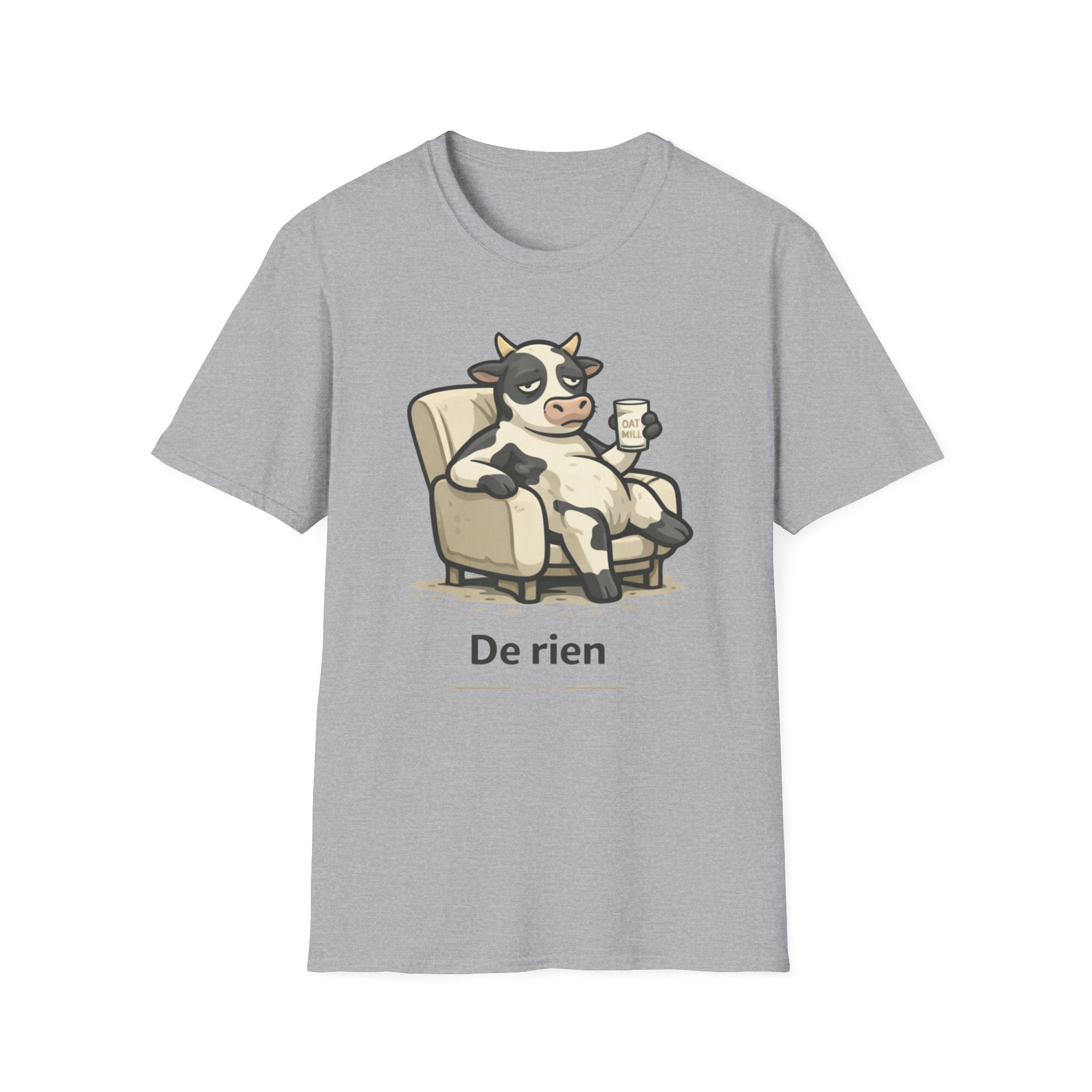 Cow Lounge T-Shirt — Cute Relaxing Cow Illustration with “De rien” Text