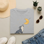 T-shirt Loup hurlant à la lune — Adorable illustration du ciel nocturne
