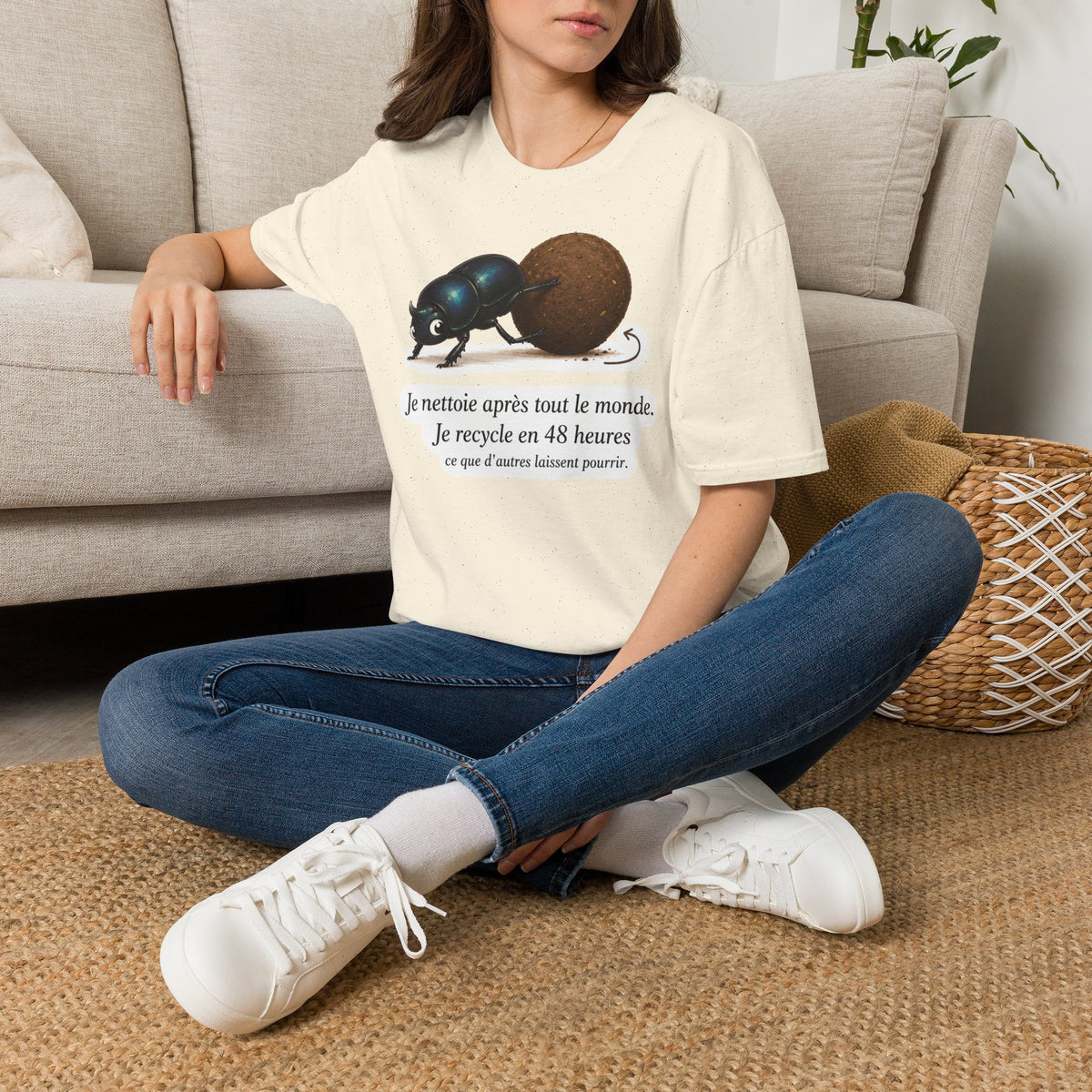 T-shirt — Scarabée bousier « Je recycle en 48 heures »