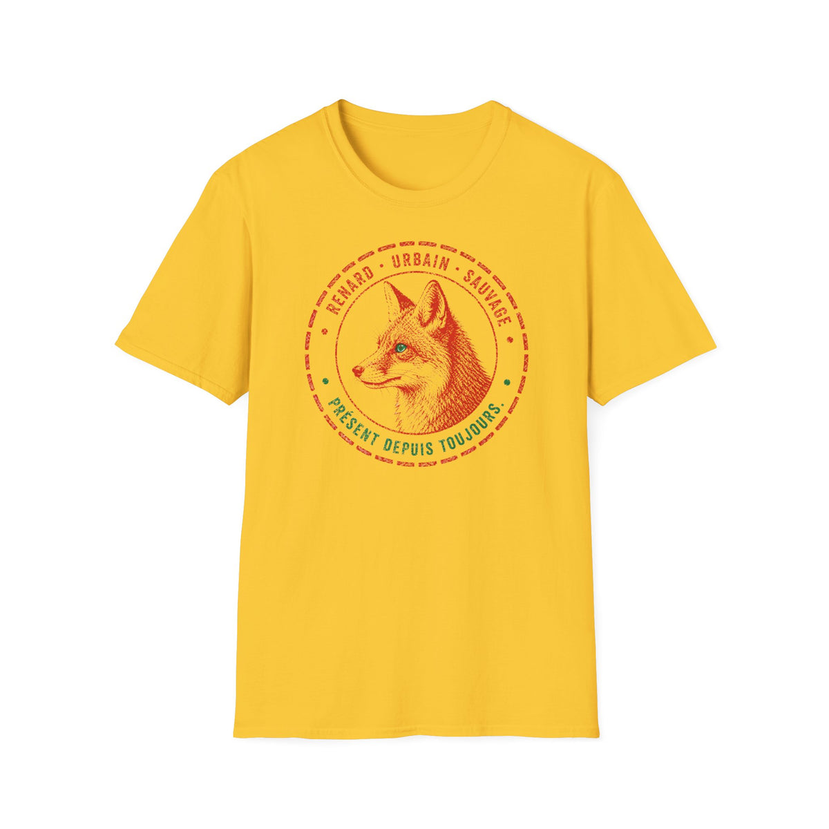 T-shirt Renard vintage avec écusson — « Renard urbain sauvage » — T-shirt rétro sur le thème de la faune sauvage