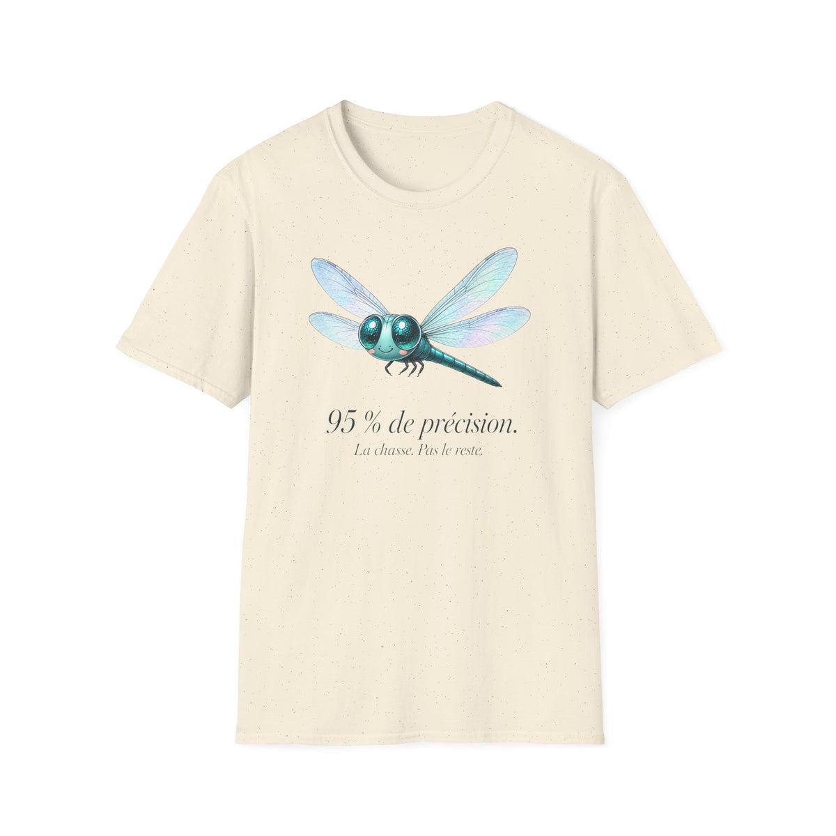 T-shirt illustré avec libellule — « 95 % de précision »