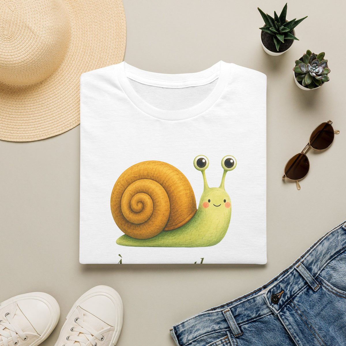 T-shirt illustré avec escargot — « À mon rythme. » — Adorable T-shirt « slow living »