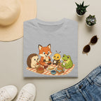 T-shirt enfant « Pique-nique des animaux » — Renard, hérisson, abeille et grenouille — Adorable illustration « Meilleure tablée »