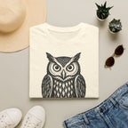 T-shirt illustré avec hibou — « VEILLE. » — T-shirt graphique vintage de veille nocturne