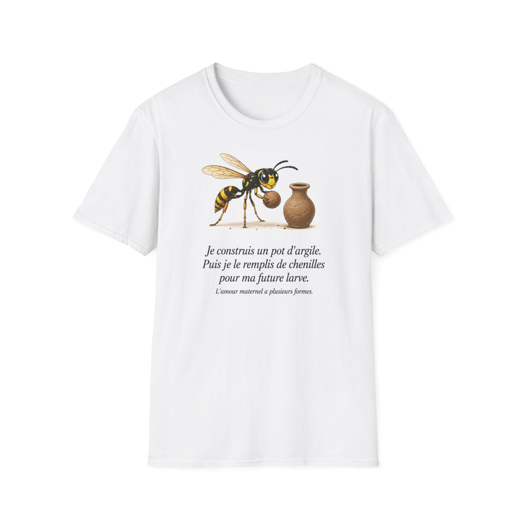 T-shirt — Guêpe avec illustration d’un pot en argile (« Je construis un pot d’argile »)