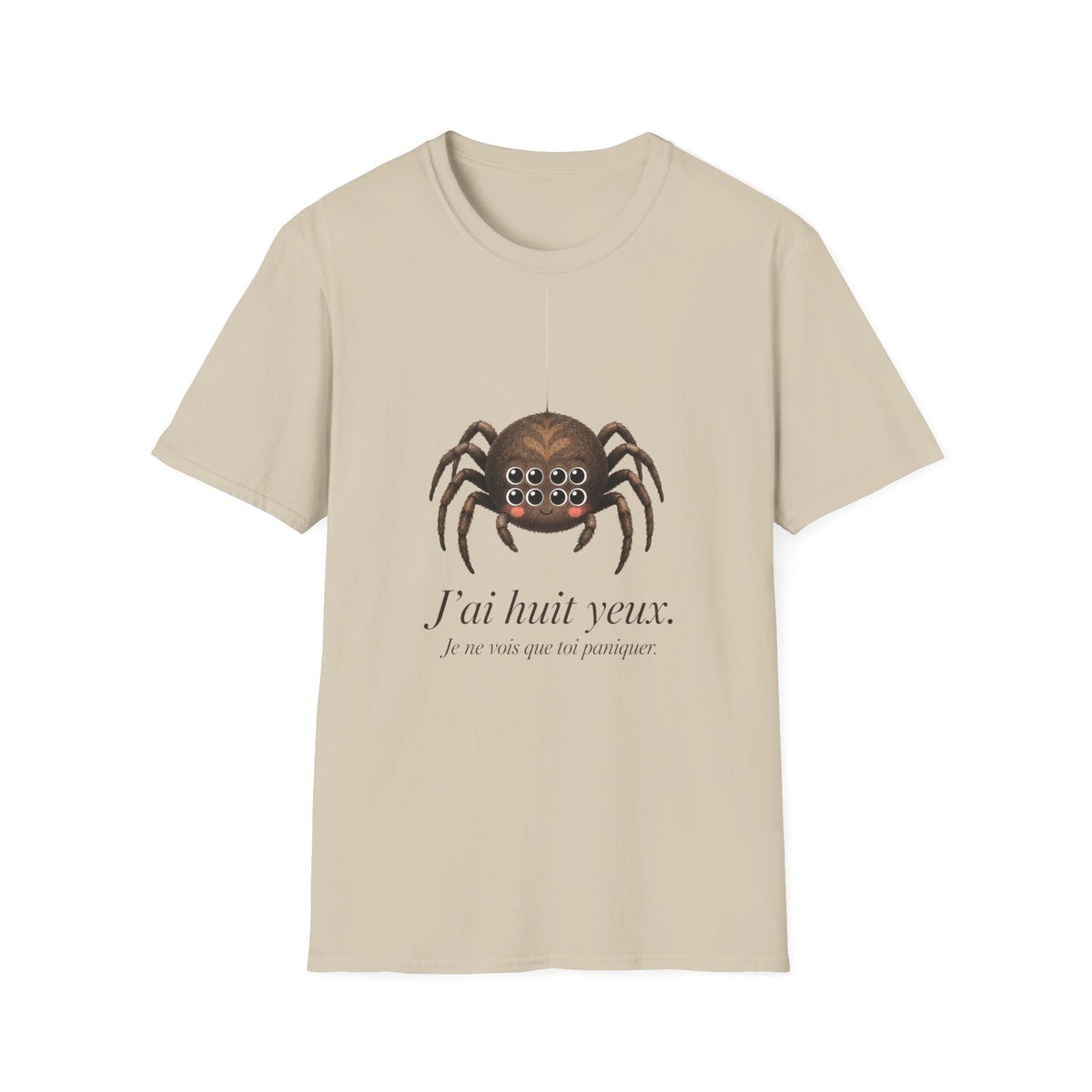 T-shirt illustré avec araignée — « J’ai huit yeux »