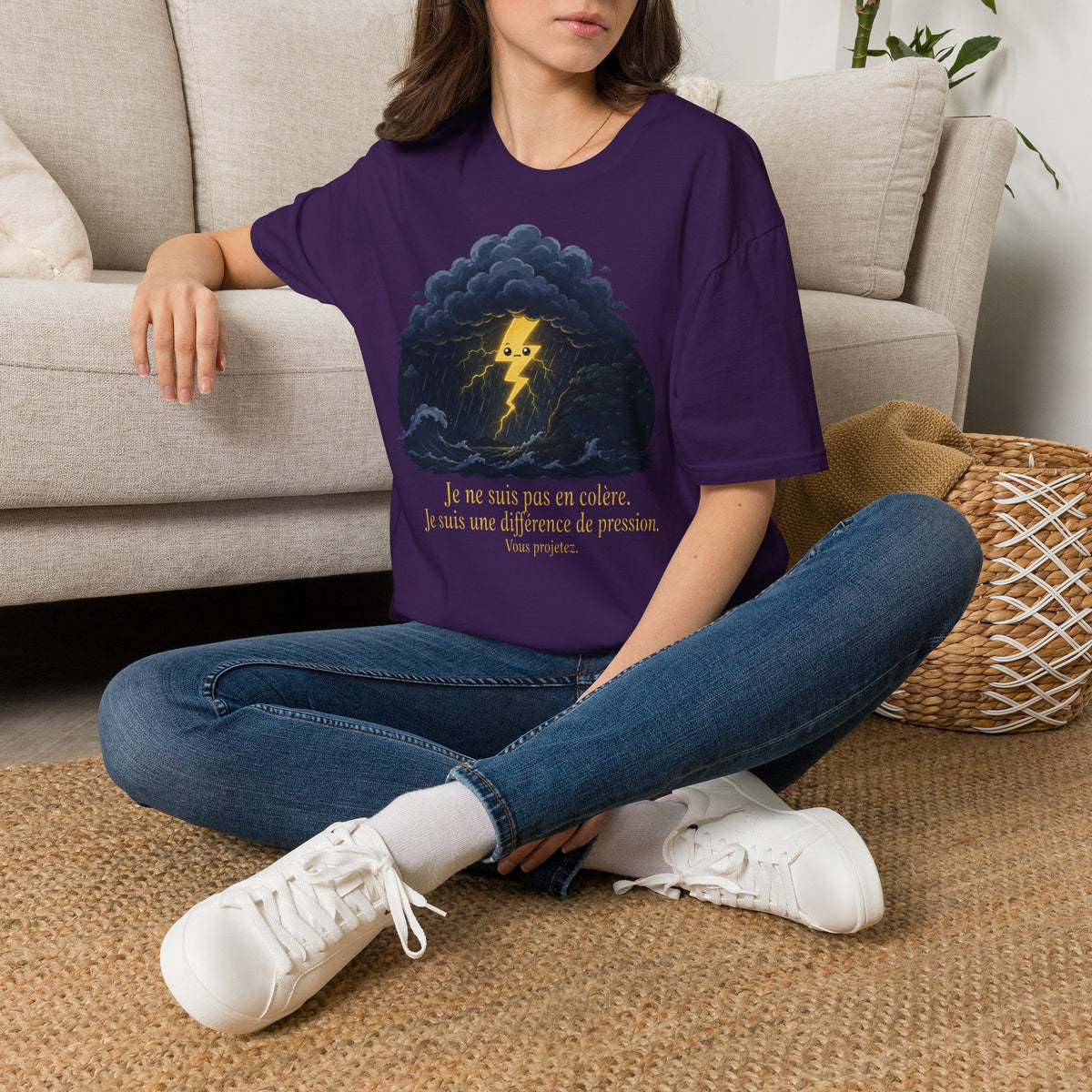 T-shirt Nuage d’orage — « Je ne suis pas en colère, j’ai juste une différence de pression » — T-shirt graphique