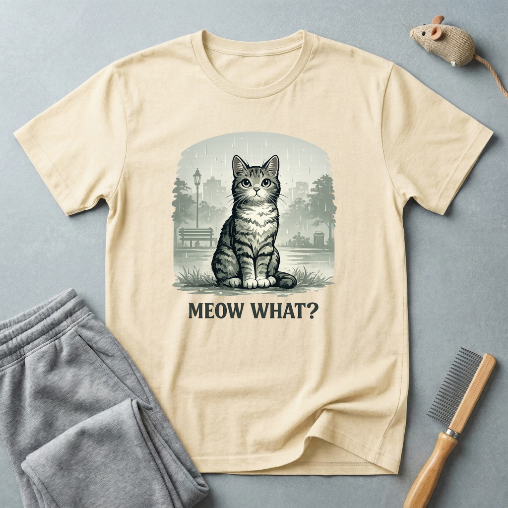 Cute Vintage Cat T-Shirt — “Meow What?”