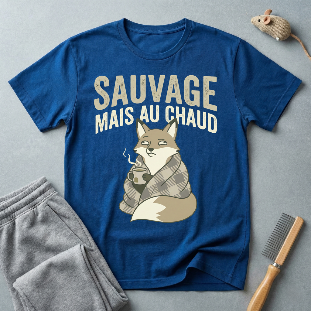 T-shirt renard « Sauvage mais au chaud » — T-shirt graphique renard vintage et cosy