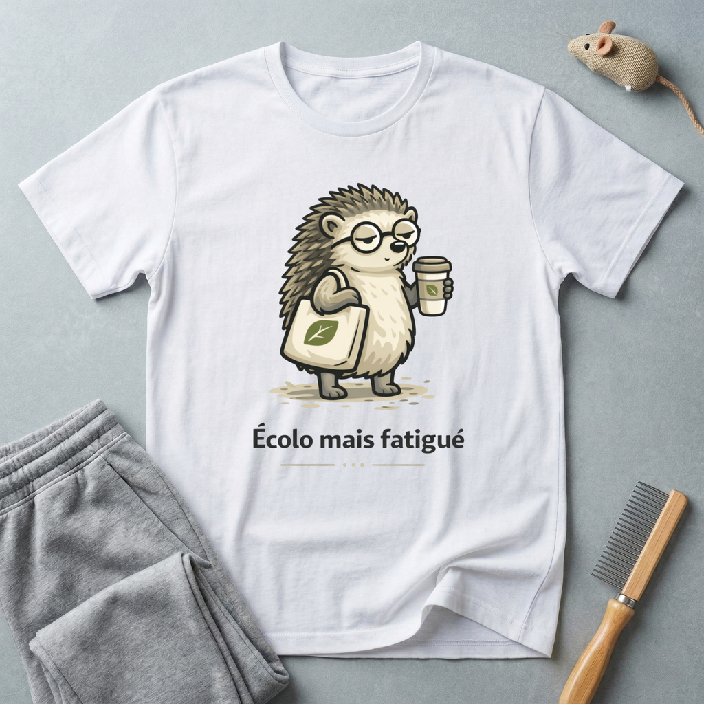 T‑Shirt Hérisson — "Écolo mais fatigué"