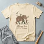 T-shirt graphique éléphant «Mémoire de la Terre» — T-shirt faune aux tons naturels