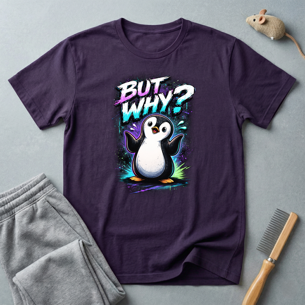 T-shirt graphique pingouin «But Why?»