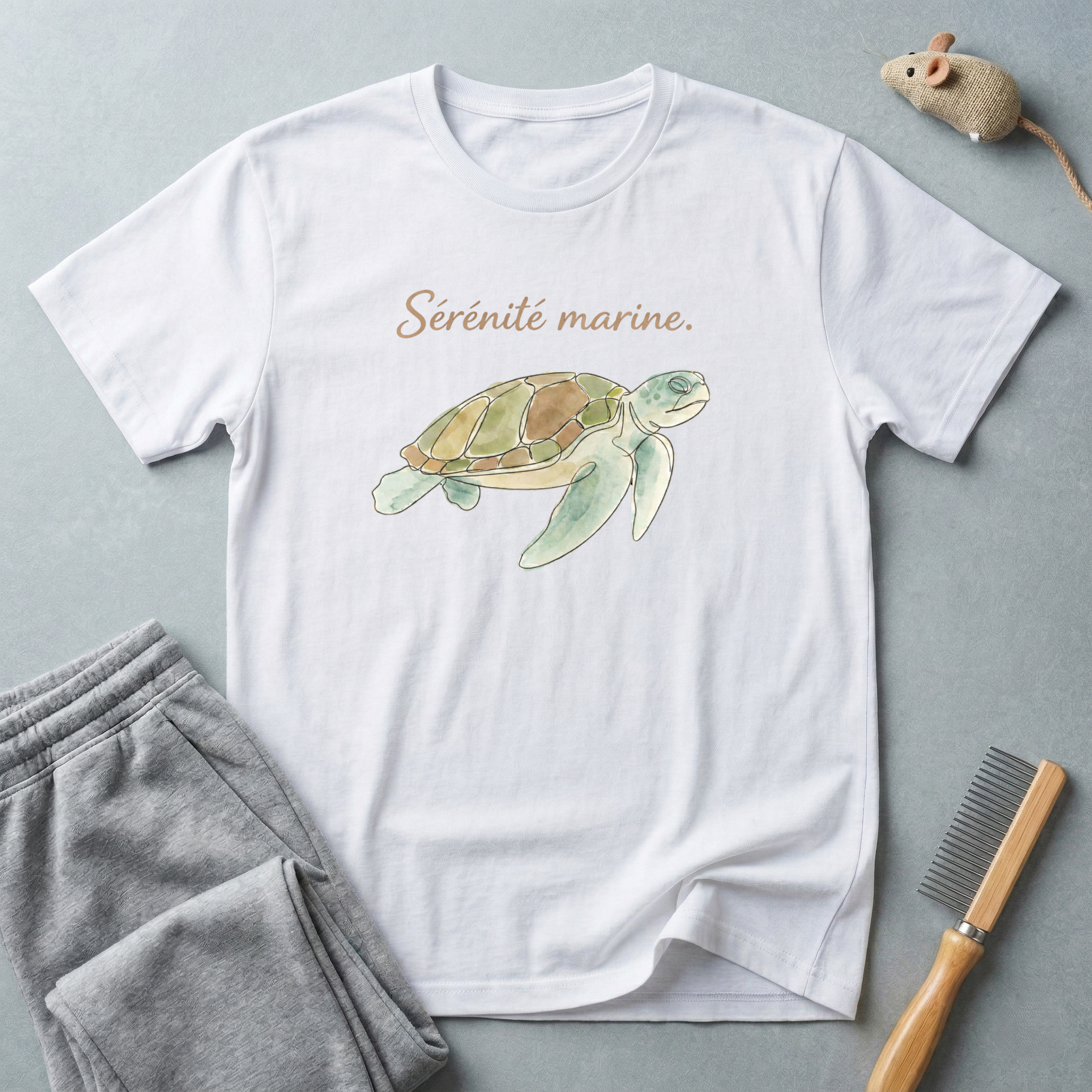 T-shirt tortue de mer — «Sérénité marine» — T-shirt aquarelle
