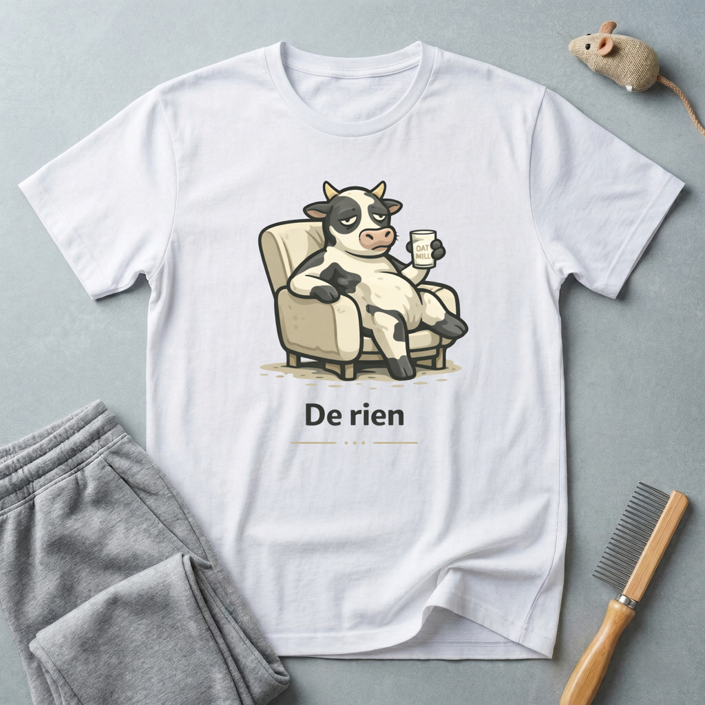 T-shirt Illustration mignonne Vache Lounge —  “De rien”